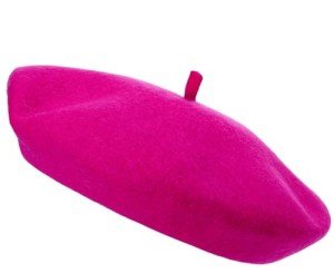 Hot Pink Wool Beret Hat for Women and Men