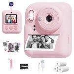 Kids Instant Print Camera - 1080P Dual Lens Pink