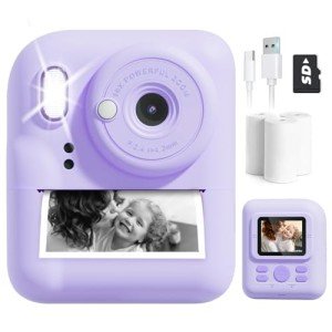 Kids Instant Print Camera - 1080P Purple Toy
