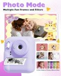 Kids Instant Print Camera - 1080P Purple Toy