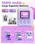 Kids Instant Print Camera - 1080P Purple Toy