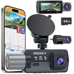 ORSKEY 4K Triple Channel Dash Cam with GPS