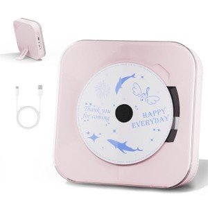 Pink Bluetooth CD Player with Clear Lid