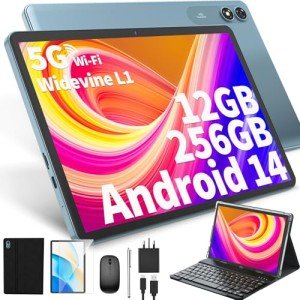 JJGJ 10” Android Tablet with Keyboard and Accessories
