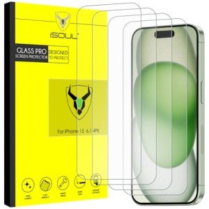 4-Pack iPhone 15 Tempered Glass Screen Protectors
