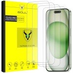 4-Pack iPhone 15 Tempered Glass Screen Protectors