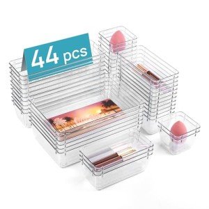 44-Pack Clear Drawer Organizers for Home & Office