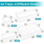 44-Pack Clear Drawer Organizers for Home & Office