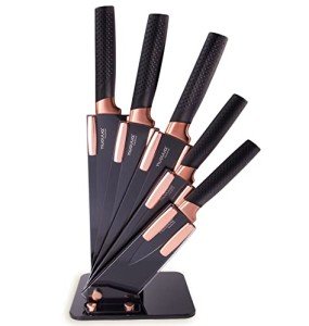 Copper 5-Piece Kitchen Knife Block Set with Acrylic