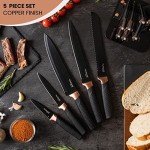 Copper 5-Piece Kitchen Knife Block Set with Acrylic