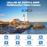 4K 48MP Vlogging Camera with Touchscreen & Night Vision