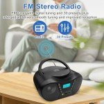 Portable CD Player Boombox with Bluetooth & FM Radio