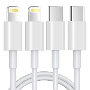 JJCALL 2-Pack USB C to Lightning Cable