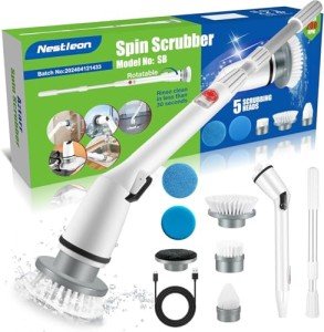 Cordless Electric Spin Scrubber with Adjustable Arm