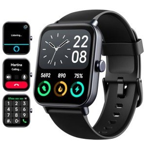 Ink Black Smart Watch with Fitness Tracker & Alexa
