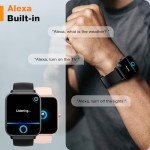 Ink Black Smart Watch with Fitness Tracker & Alexa