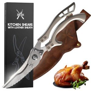 SWYSH Heavy Duty Kitchen Scissors with Leather Sheath
