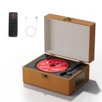 Yintiny Brown Leather CD Player with Speakers
