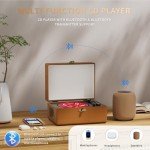 Yintiny Brown Leather CD Player with Speakers