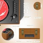 Yintiny Brown Leather CD Player with Speakers