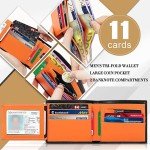 Slim RFID Blocking Leather Wallet for Men - Black & Orange