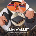 Slim RFID Blocking Leather Wallet for Men - Black & Orange