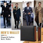 Slim RFID Blocking Leather Wallet for Men - Black & Orange