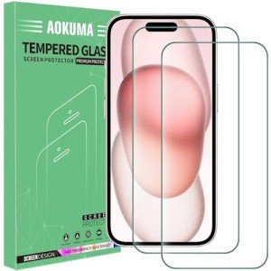 AOKUMA iPhone 15/15 Pro Tempered Glass Screen Protectors
