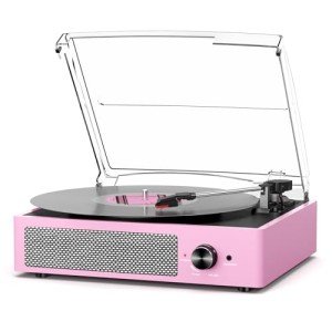 Vintage Vinyl Record Player with Bluetooth & Speakers