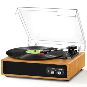 Bluetooth Vinyl Record Player with Built-In Speakers