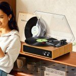 Bluetooth Vinyl Record Player with Built-In Speakers