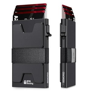 Slim RFID Blocking Metal Wallet for Men - Black