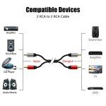 Gold-Plated 1M RCA Male Audio Cable