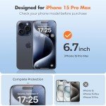 iPhone 15 Pro Max Tempered Glass Screen Protector Set