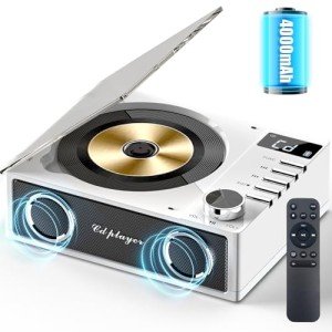 Rechargeable Bluetooth CD Player with Dual Speakers