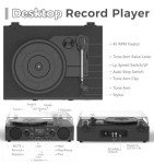 VinylsLink Record Player with Built-in Speakers
