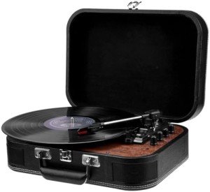 Portable Vintage Record Player with Built-In Speakers