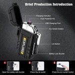 Electric Lighter Rechargeable USB, Electronic Plasma Arc Lighter Windproof and Waterproof for Hiking, Camping, Outdoor, Survival, Tactical, EDC Gear, Gifts for Him Men (Black)