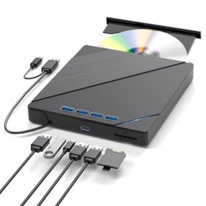 7-in-1 Portable External Blu-Ray Drive with USB-C