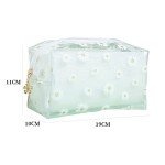 Elionless Large Clear Zipper Pencil Case - Daisy White