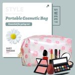 Elionless Large Clear Zipper Pencil Case - Daisy White