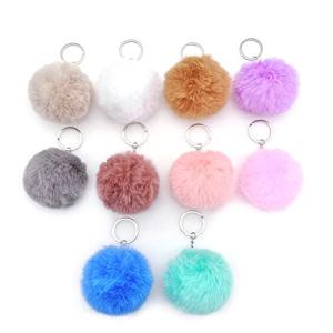 Colorful Fluffy Pompom Keychains for Parties