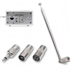 Indoor FM Antenna with 3 Adapters - Silver