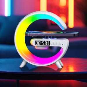 Wireless Charging Lamp Alarm Clock with Bluetooth Speaker