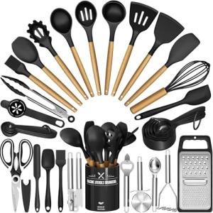 34PCS Silicone Kitchen Utensils Set with Holder