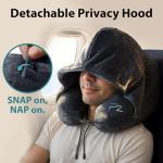 Inflatable Hooded Travel Neck Pillow - Black