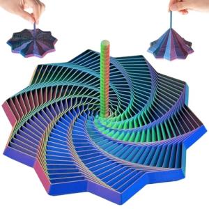 Expanded Sensory Fidget Star, 3D Printed Fidget Toys for Adults Kids, 17cm Fractal Sensory Fidget Star with Handle, Hexagon Spiral Sensory Toy for Stress Relief, Christmas Stocking Stuffers Gadgets