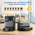 16 Pack Omni C20 Dust Bag Compatible with Eufy Omni C20/C10 Robot Vacuum Cleaner, 3.2L Omni C10 Dust Bag with 3 Stages Filtration Replacement Bag