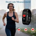 kcrnw Fitness Tracker Smart Activity Watch with Sleep Monitor Heart Rate Blood Pressure Step Calorie Counter Sports Mode IP67 Waterproof Smartwatch for Android iOS Kids Women Men (Black)