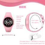 Focwony Kids Led Digital Fitness Tracker Watch, Waterproof Pedometer Wristwatch, Vibrating Alarm Clock, Stopwatch, Great Gift for Kids Children Teens Girls Boys (Pink)